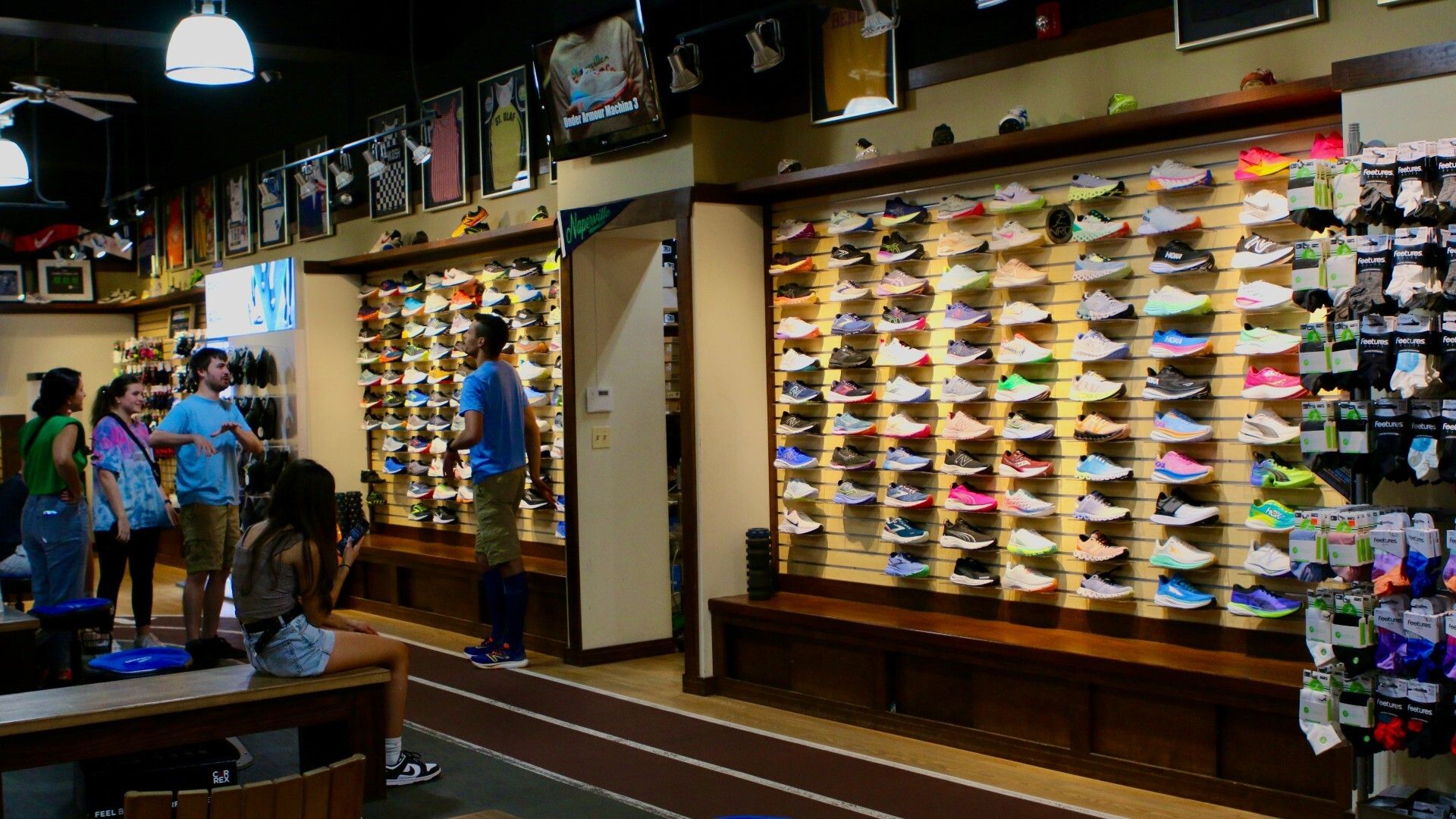 Shoes on wall at Naperville Running