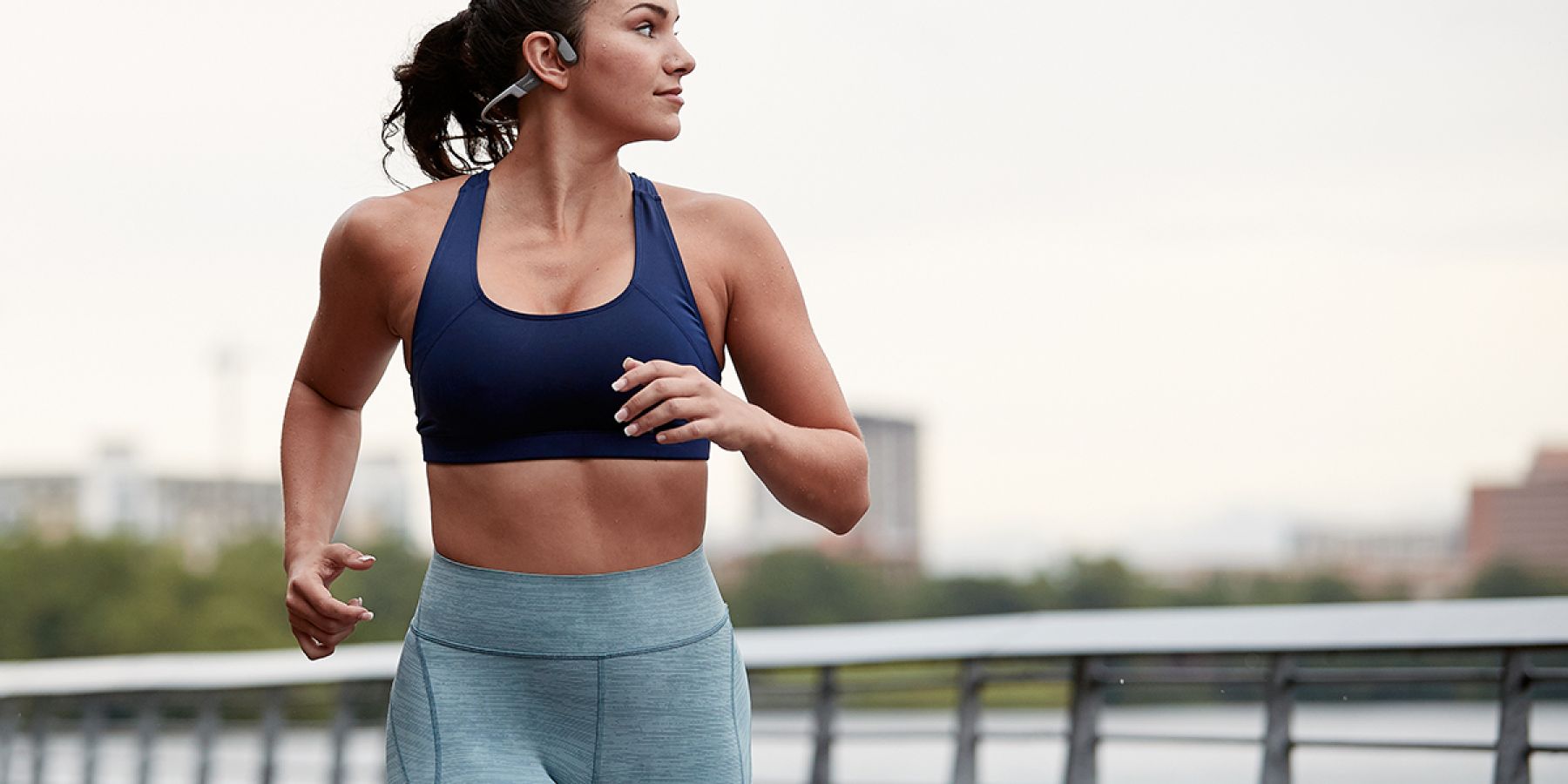 Runner wearing a headset