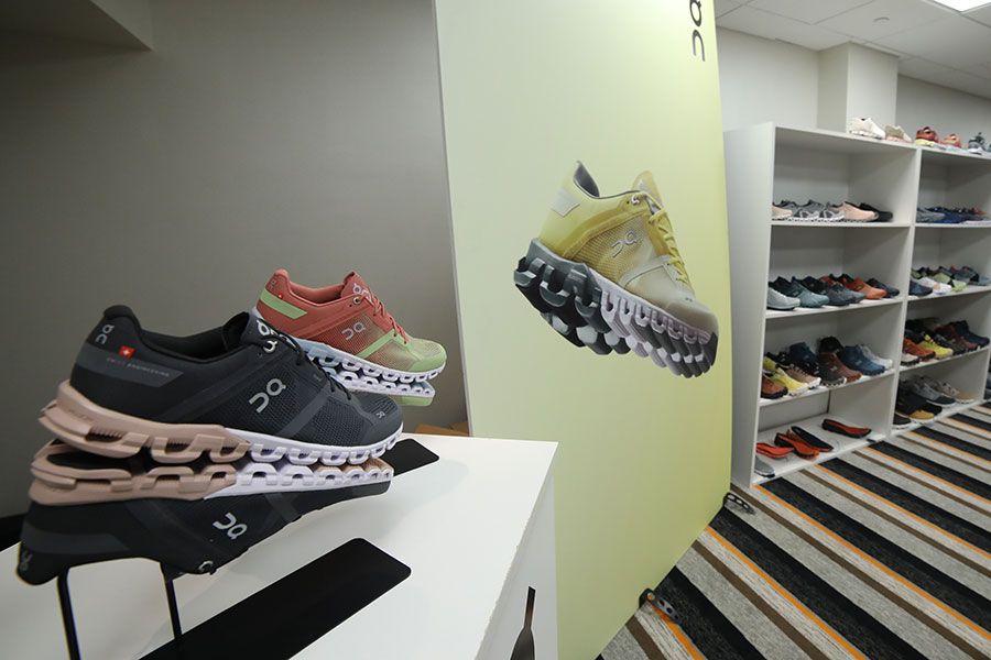 Image of running shoes on display