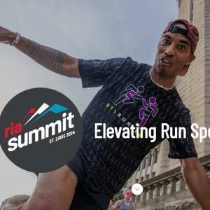 Image of runner behind RIA Summit logo